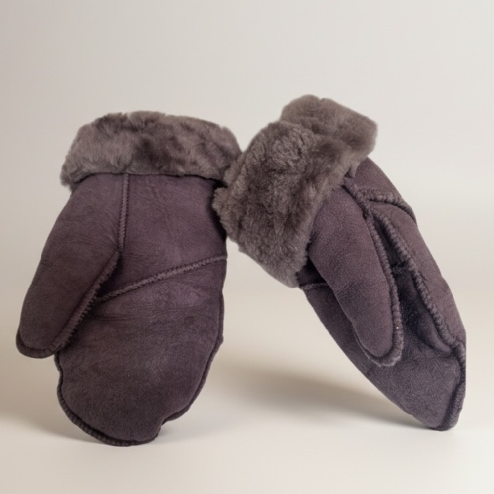 Hand Made NEW Shearling Sheepskins Fur Mittens Soft Warm Gloves Unisex Brown S